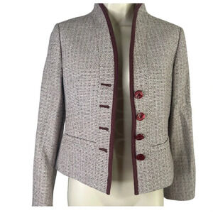 Petite Sophisticate Gray and Burgundy Blazer